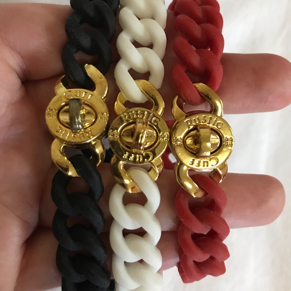 rustic cuff Madison’s. 1 black, 1 red, 1 white